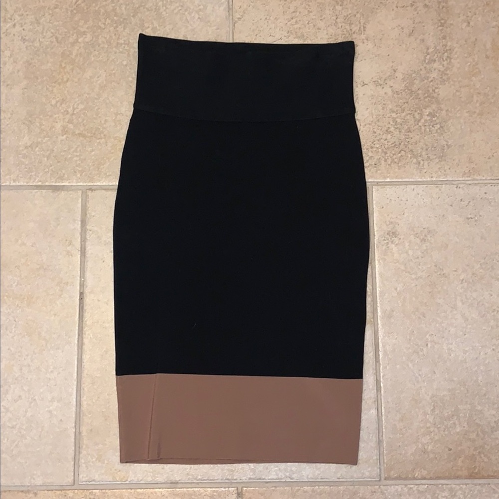 Black and beige (two-toned) Bondage, pencil skirt